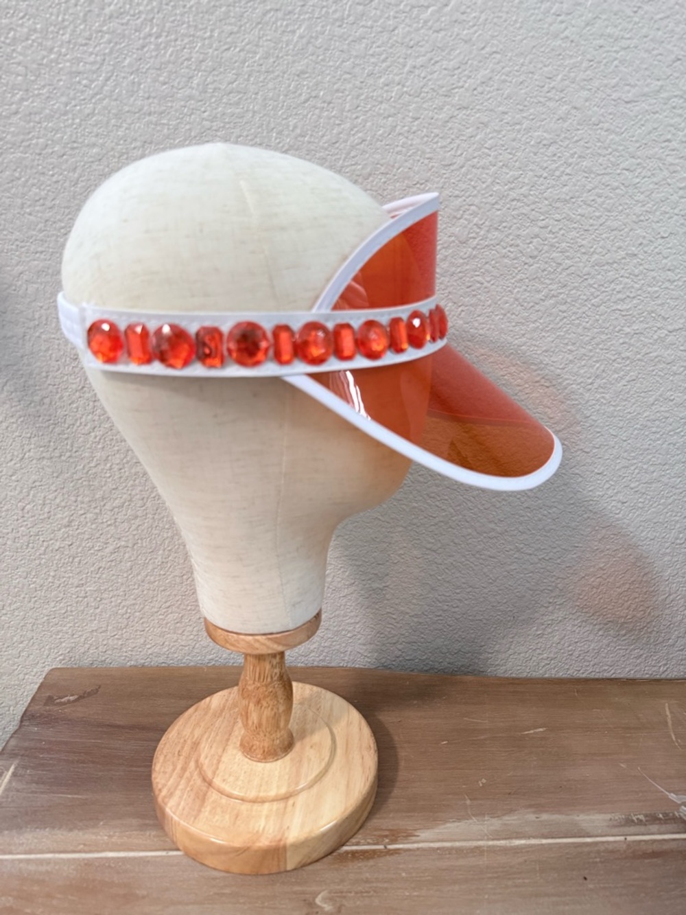Y2K Orange Tinted Visor Hat Rhinestone Embellished Festival Sun Visors